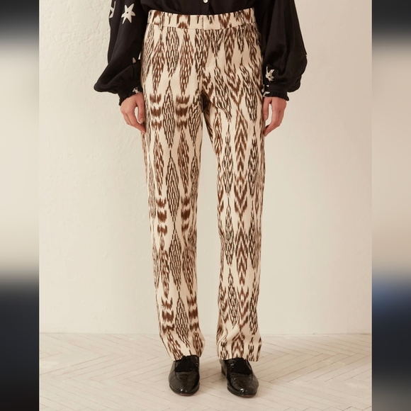Alix of Bobemia Ezra Feather Ikat 100% Cotton Boho Chic Pant(M) - Picture 5 of 13